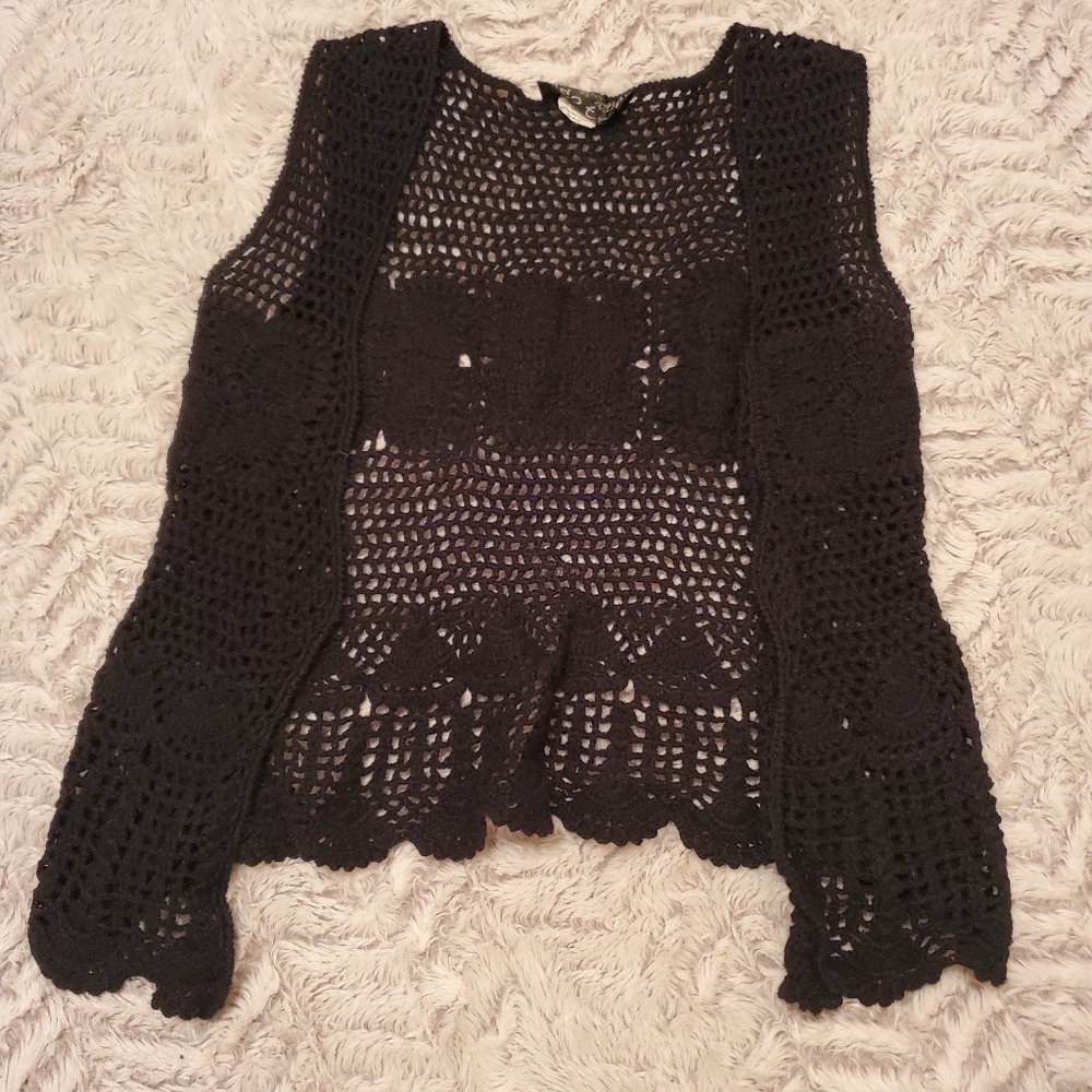 Black Crochet Vest